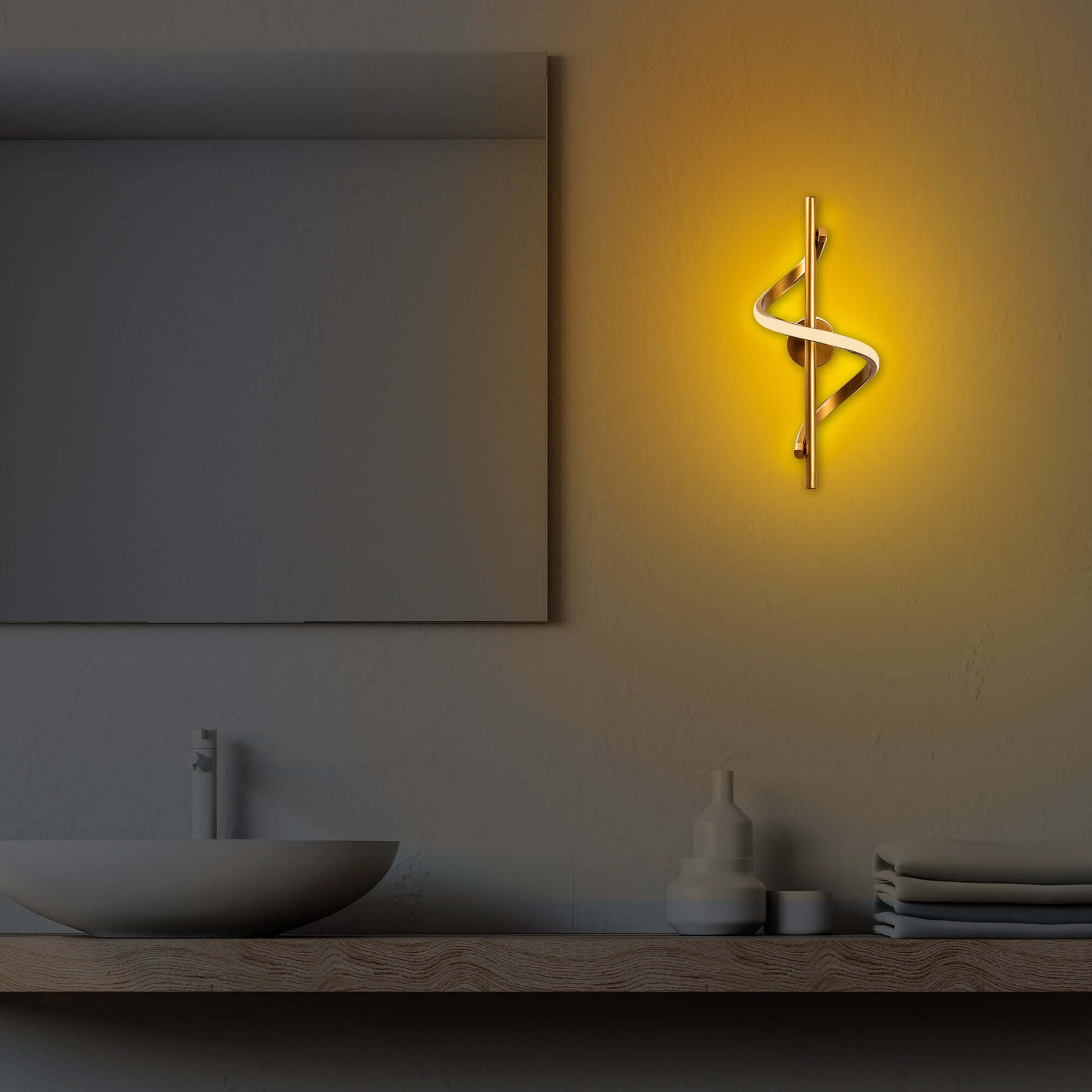 Twisted Aura Wall Light with Spiral Design in Gold Finish