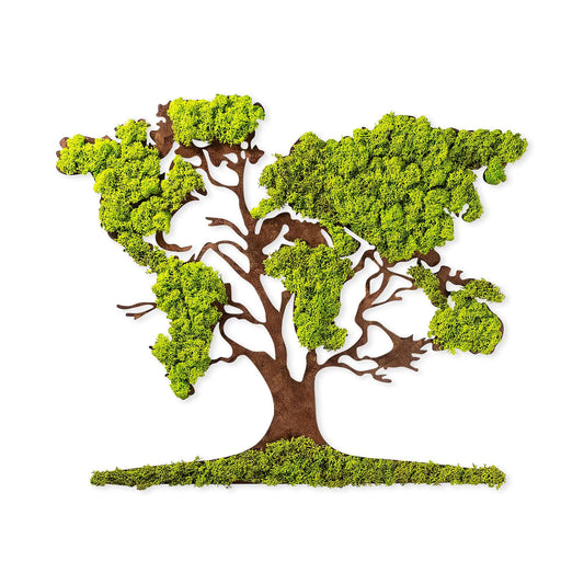 Verdant Grove metal tree wall art with lifelike faux moss design.