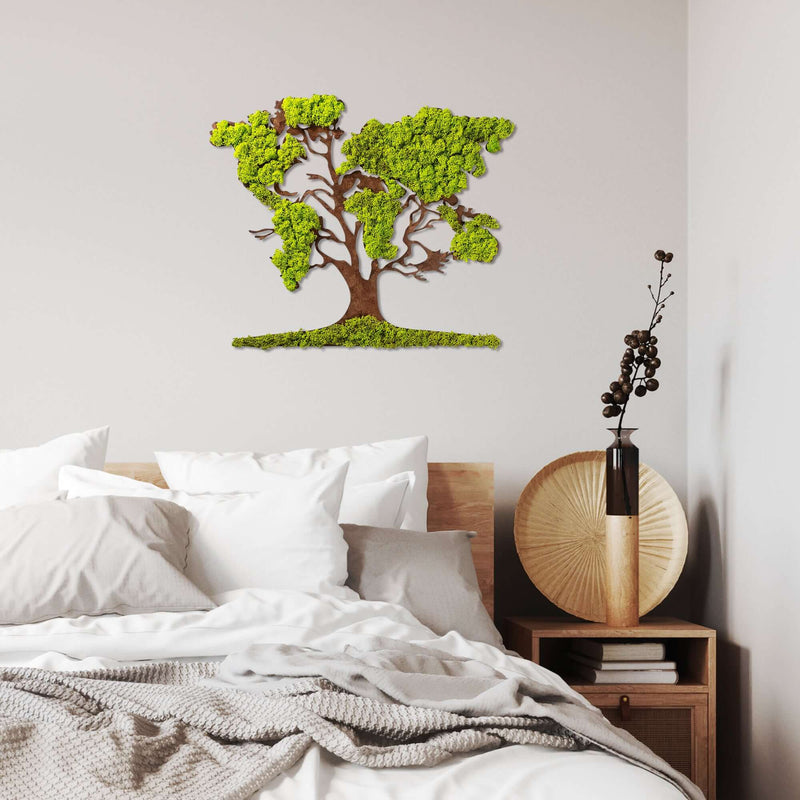 Verdant Grove Metal Tree Wall Art with Faux Moss Design