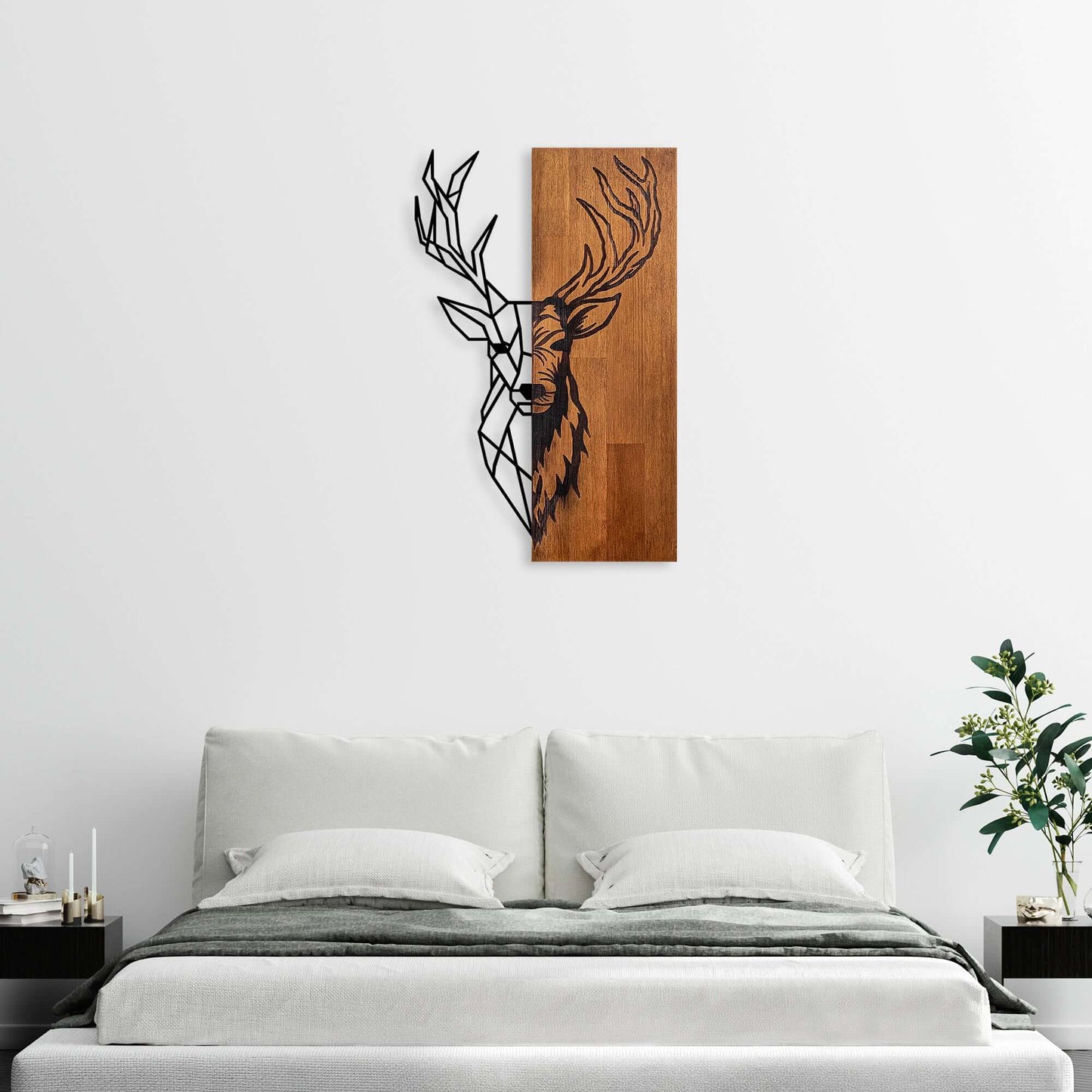 Wilderness Majesty wooden and metal stag wall decor.