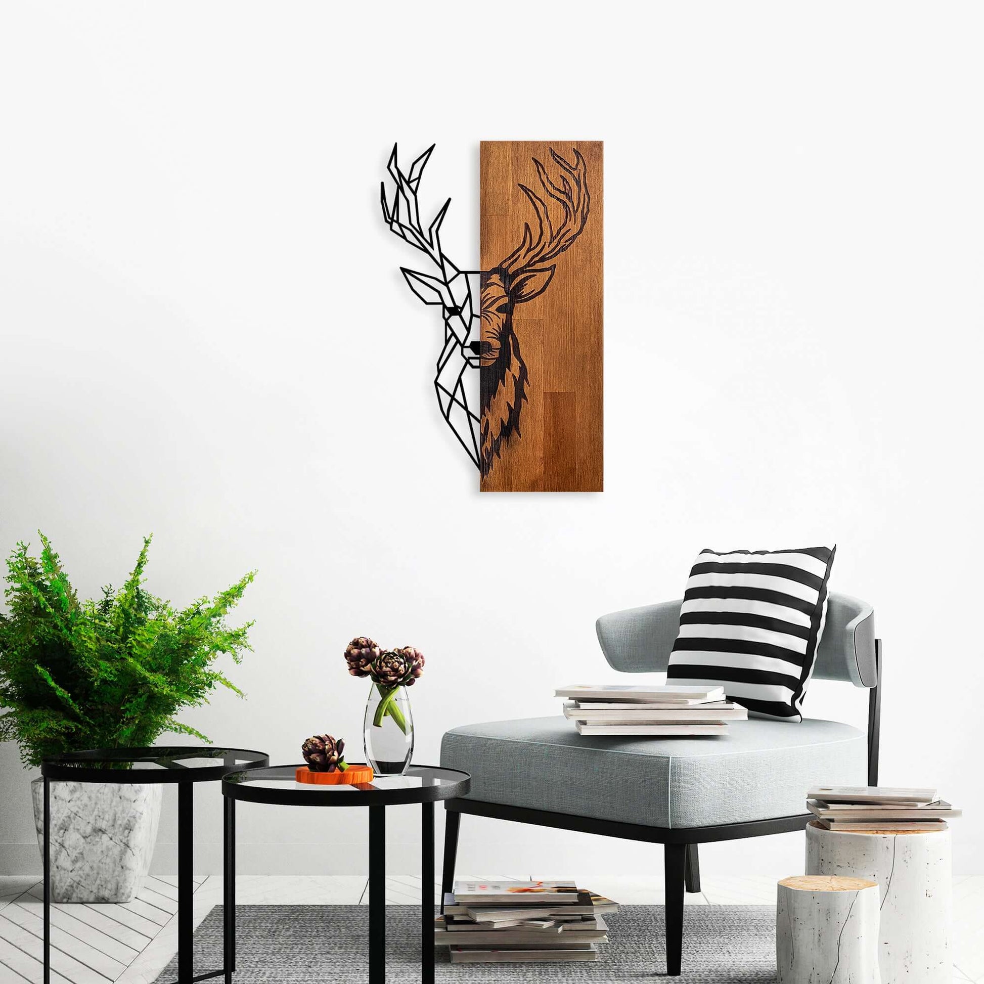 Wilderness Majesty stag wooden and metal wall decor.