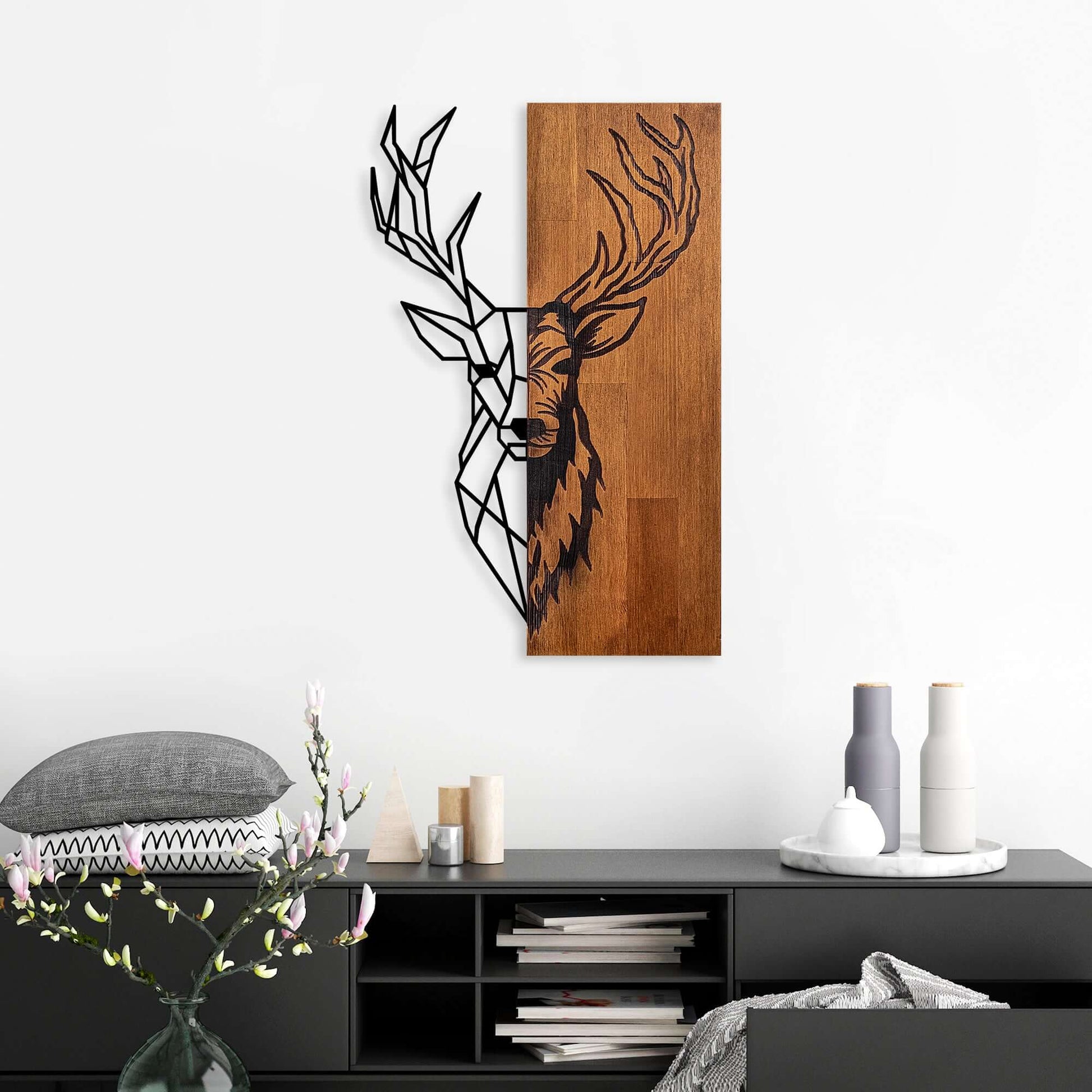 Wilderness Majesty stag wooden and metal wall decor.